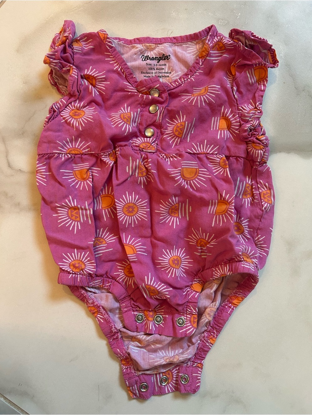 Wrangler Pink and Orange Sun Print Baby One-Piece Bodysuit